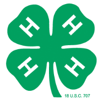 4-H Clover, Green clover with 4 leaves each having 1 white capital H