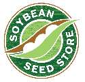 Green and white soybean science store logo
