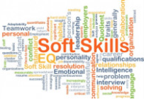 a word cloud with words related to soft skills