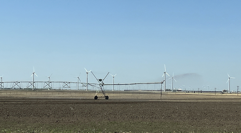 Irrigating a brown field in Roscoe, Texas, in May 2022