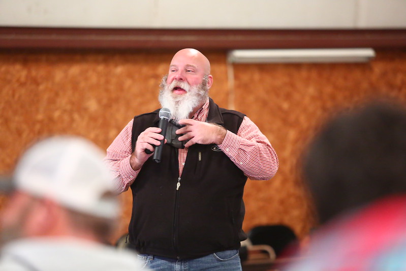 Jeremy Ross speaking at a winter production meeting