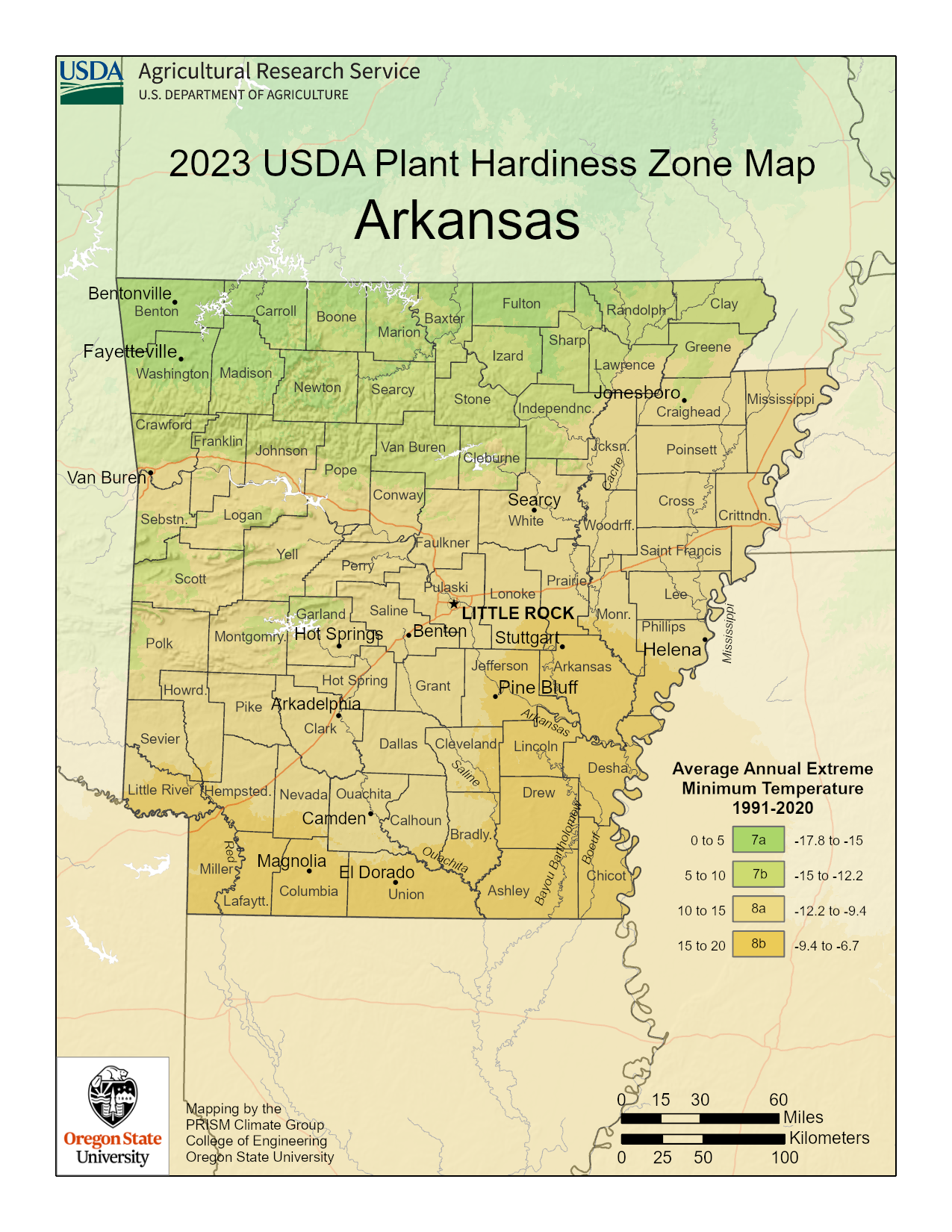 USDA hardiness zone map