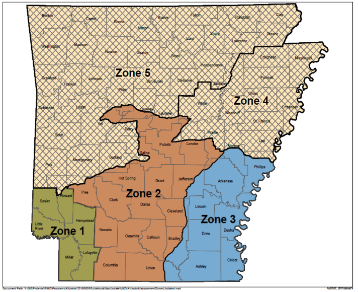 Alligator management zone map