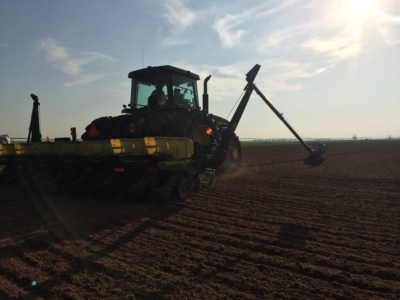 Silhouette of a tractor
