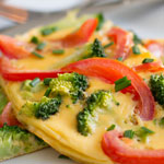 omelette with leftover broccoli and peppers