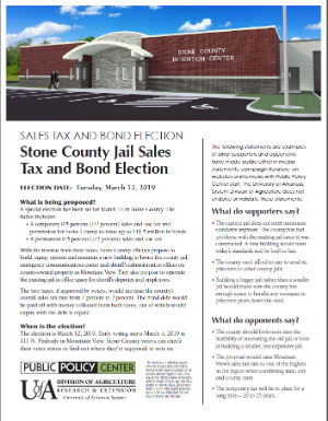Front cover of Stone County, Arkansas local ballot issue fact sheet