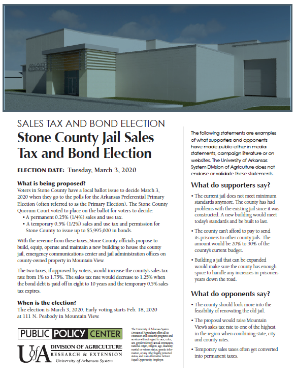 Cover of Stone County 2020 Ballot Issue Fact Sheet