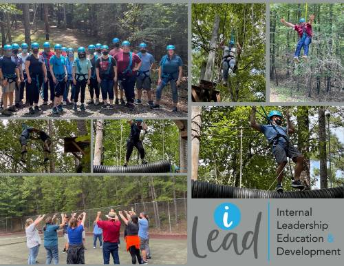 photo collage of iLEAD participants at 4H center ropes course