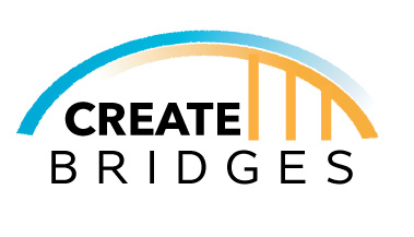 Logo with words create bridges with a bridge image over it