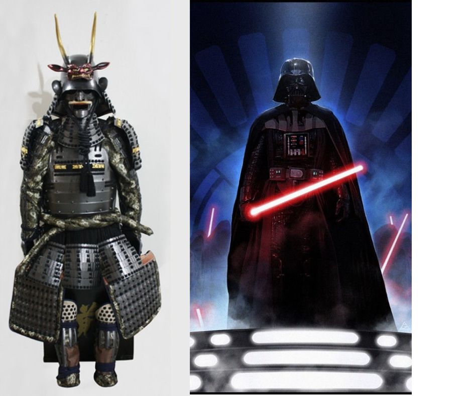 Samurai warrier and Darth Vader