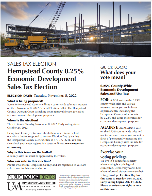 Cover of Hempstead County 2022 election fact sheet