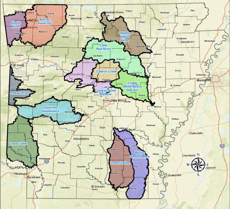 map of priority watersheds in arkansas