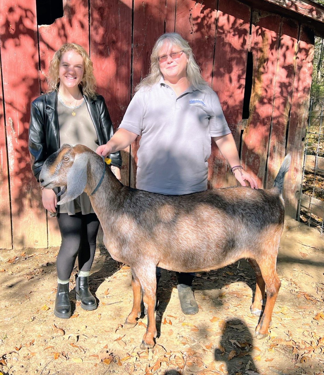 Savanna and Christina with Nubian goat