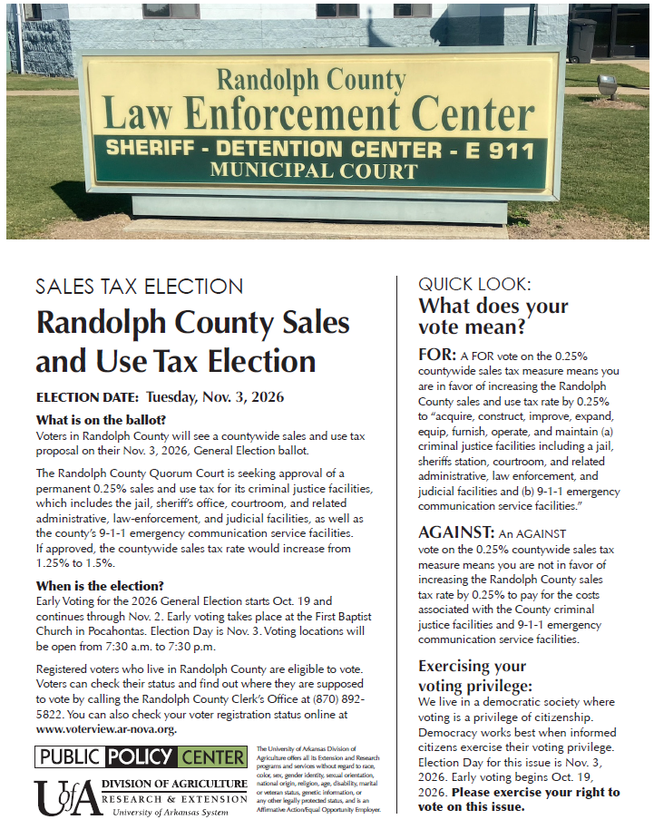 Randolph County fact sheet cover for 2026 Election