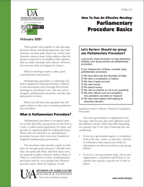 Parliamentary Procedure Fact Sheet