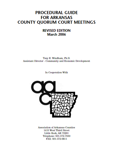 Cover of MP172, Procedural Guide for Arkansas County Quorum Court Meetings