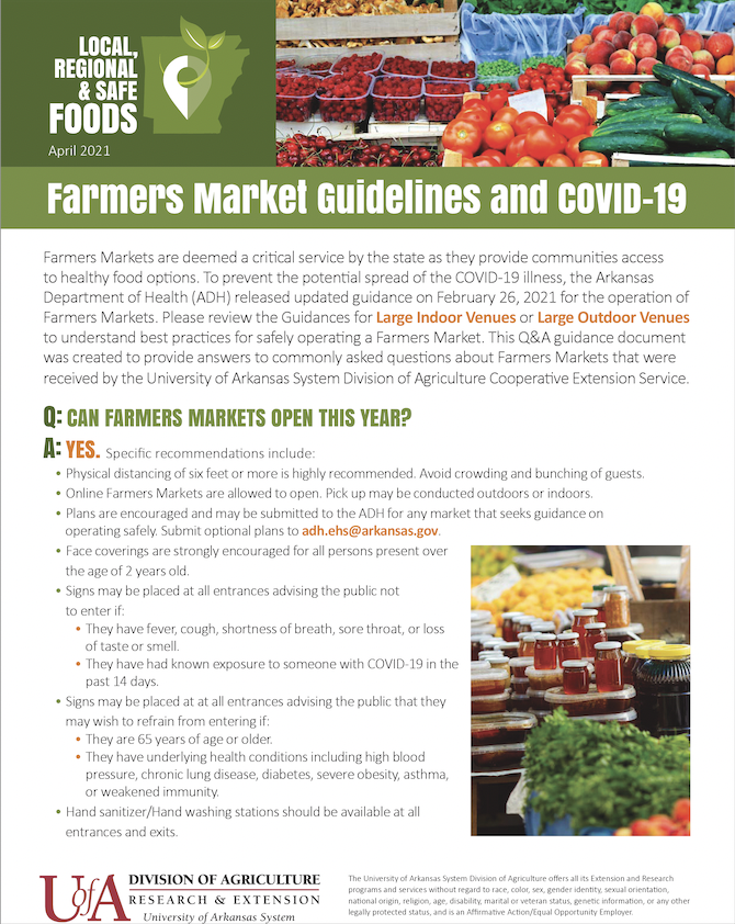 Screenshot of Farmers Market Guidelines & COVID-19 Resource