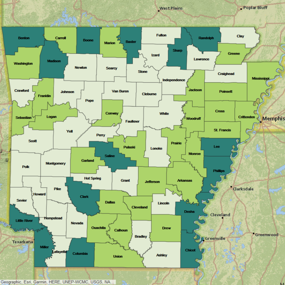 Image of the Arkansas Wet/Dry Map