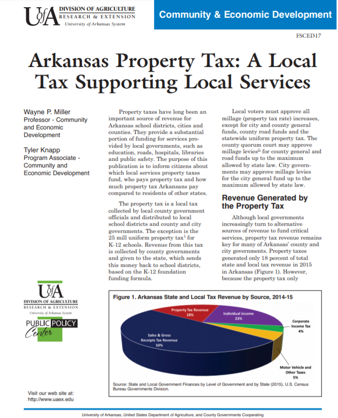 Image of the cover of the Arkansas Property Tax Fact Sheet