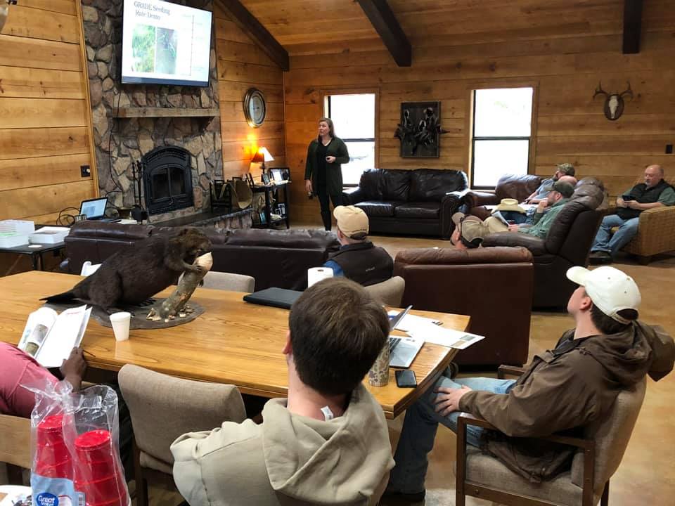 Amy Simpson presenting at the Clark County Row Crop production meeting