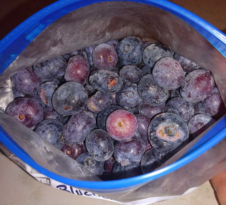 bag of frozen blueberries