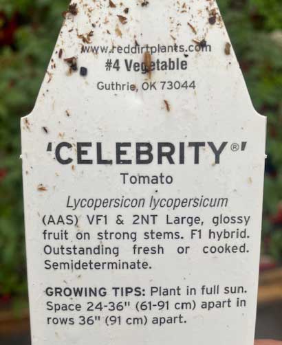 disease codes on a plant tag 