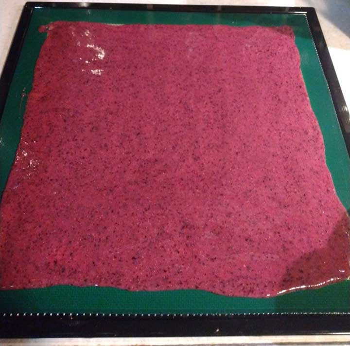 wide flat purple sheet of pressed fruit leather