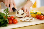 Cut up vegetables for a food demo