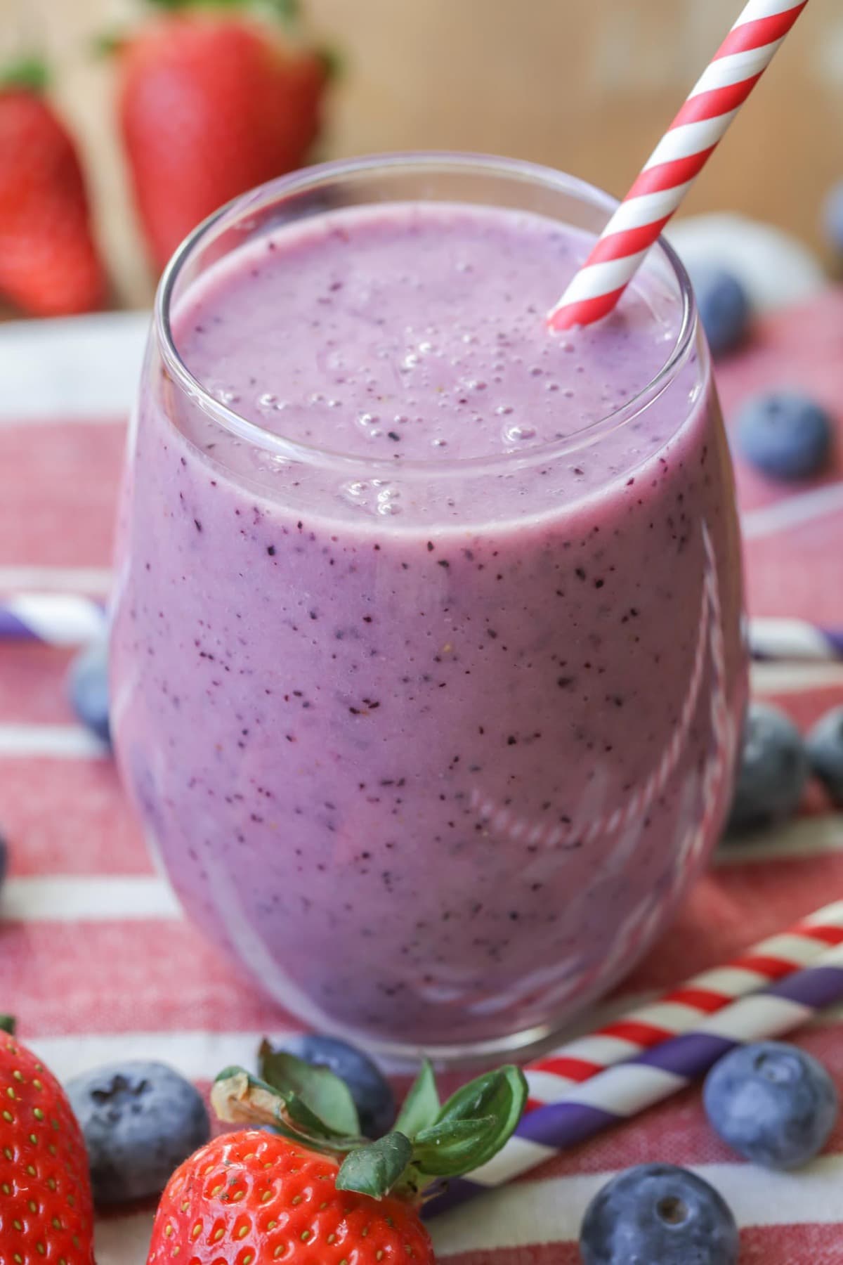 Blueberry Smoothie with straw