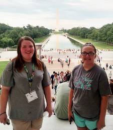2 Howard County 4-H'ers standing in front of Washington Monument 2 Howard County 4-H'ers standing in front of Washington Monument