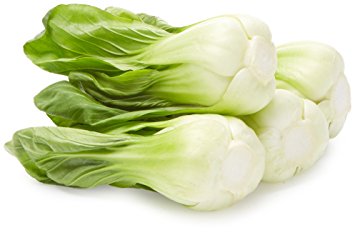 bok choy with pure white firm stalks and dark green leaves