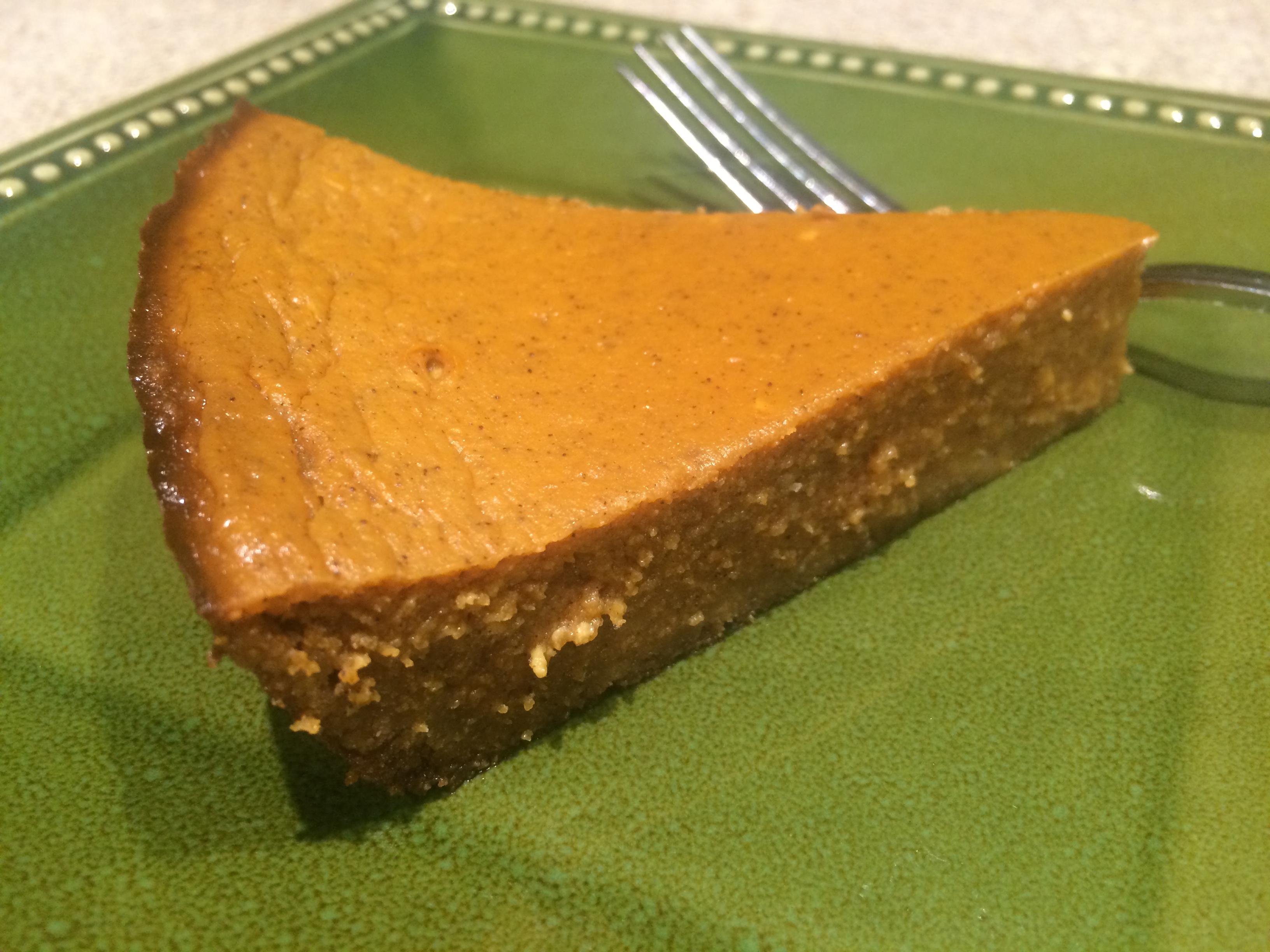 slice of low-fat version pumpkin pie
