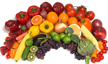rainbow shaped from fruits and vegetables rainbow of fruits and vegetables