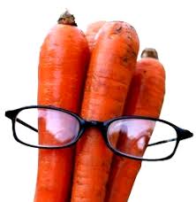bunch of carrots with glasses on