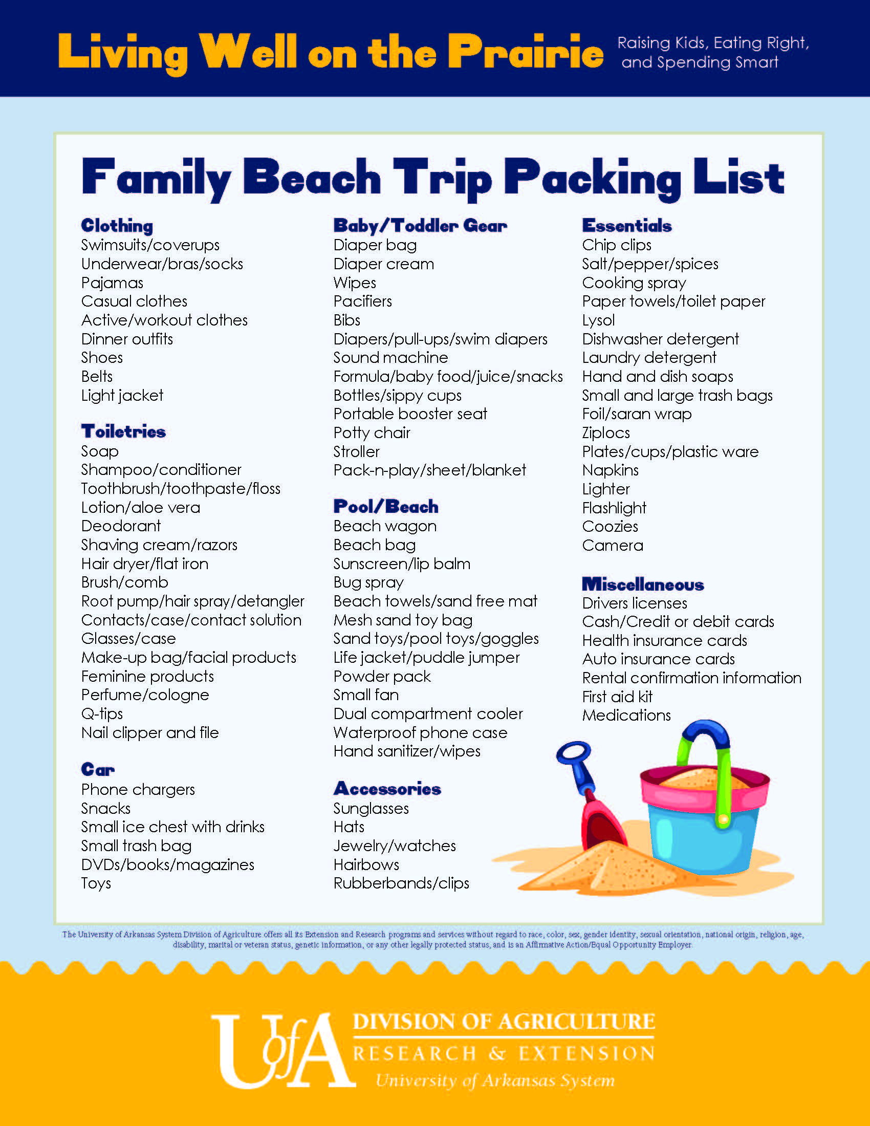 family beach trip checklist