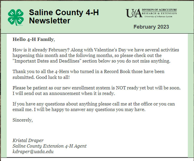 Saline County 4-H Newsletter 