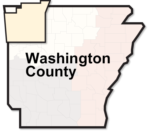 Map of the state of Arkansas highlighting Washington County
