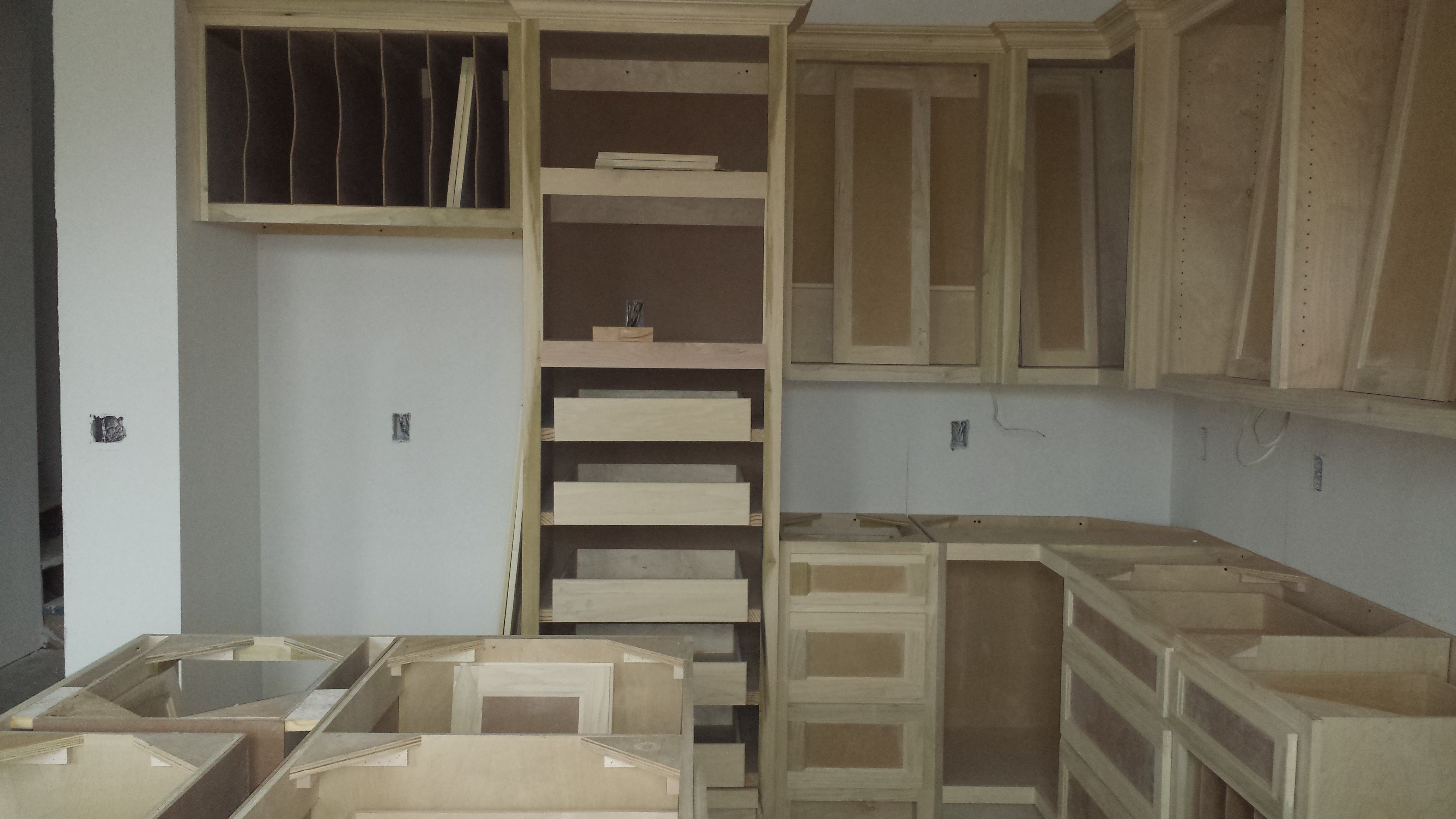 cabinets framed in