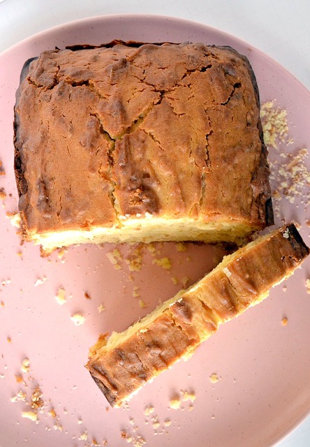 pound cake on a pink plate