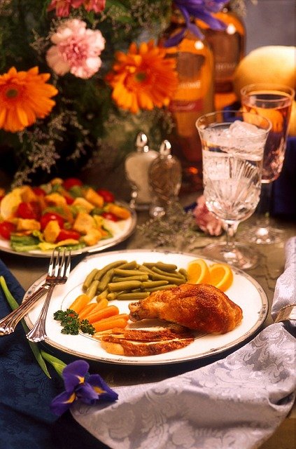 holiday meal on table