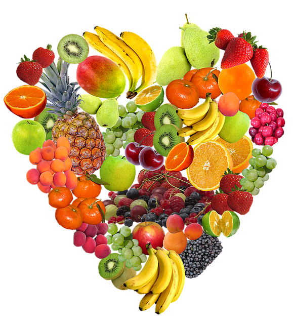 colorful food in heart shape