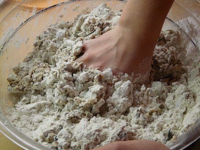 hand kneading dough