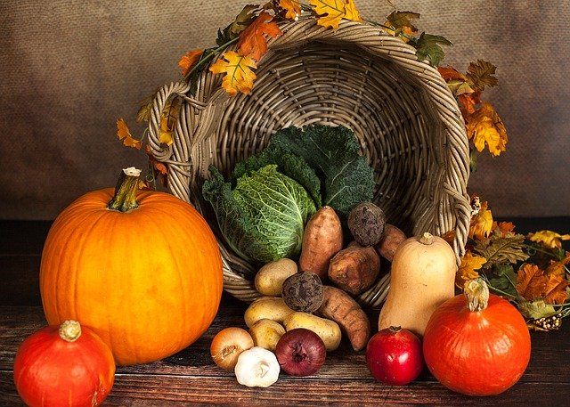 scene with autumn vegetables