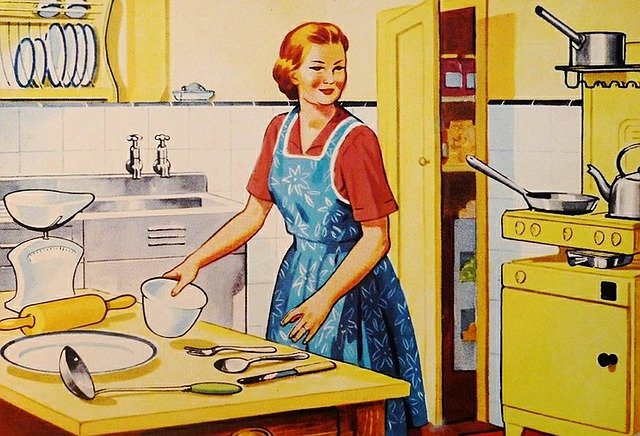 retro housewife in kitchen