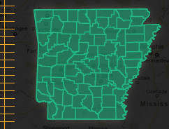 Map of a so far uninfested Arkansas