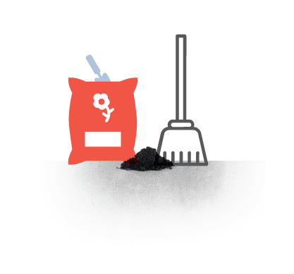 Stylized image of fertilizer and broom
