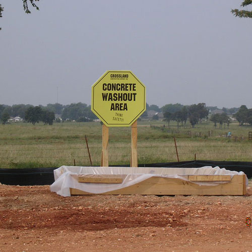 sign indicating the designated conrete washout areas