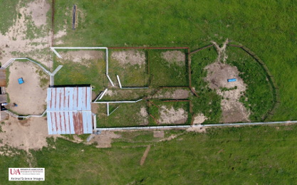 center alley corral with pens and covered chute