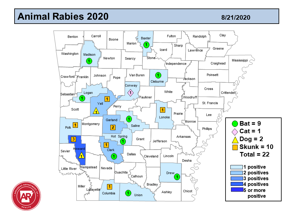 Arkansas Rabies Map