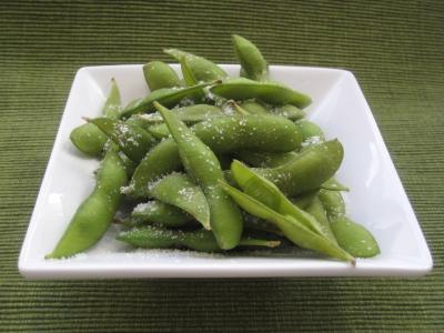 Edamame pods on a plate